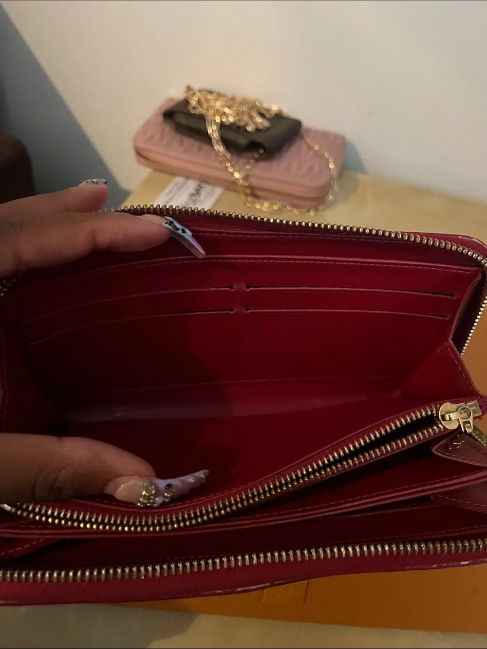Louis Vuitton Red Monogram Vernis Zippy Wallet